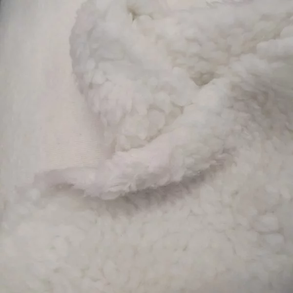 Sheep Sherpa textured Faux Fur Fabric in Parchment