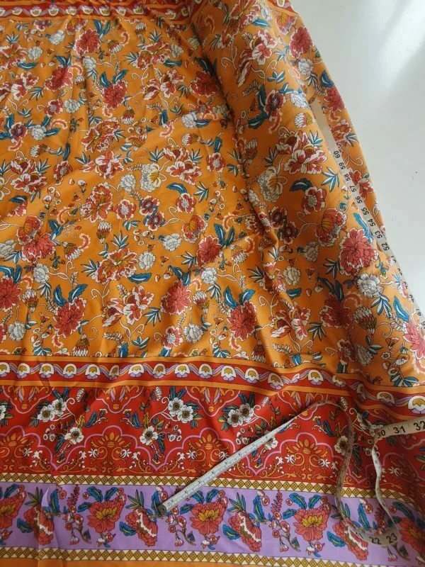 Border Printed Viscose in bold Orange/Red/Gold/Mauve - Image 2