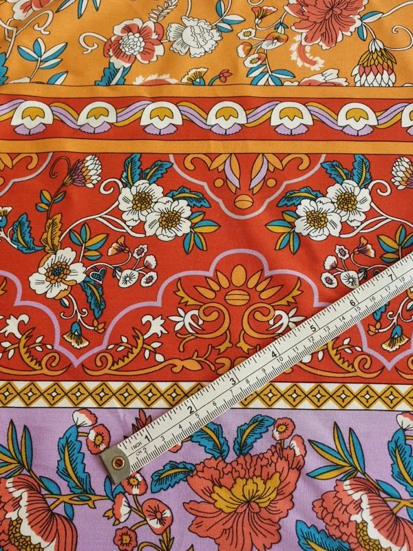 Border Printed Viscose in bold Orange/Red/Gold/Mauve - Image 3