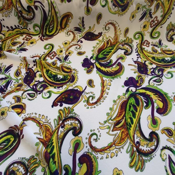 Violet Abstract Paisley Stretch Crepe de Chine - Image 2