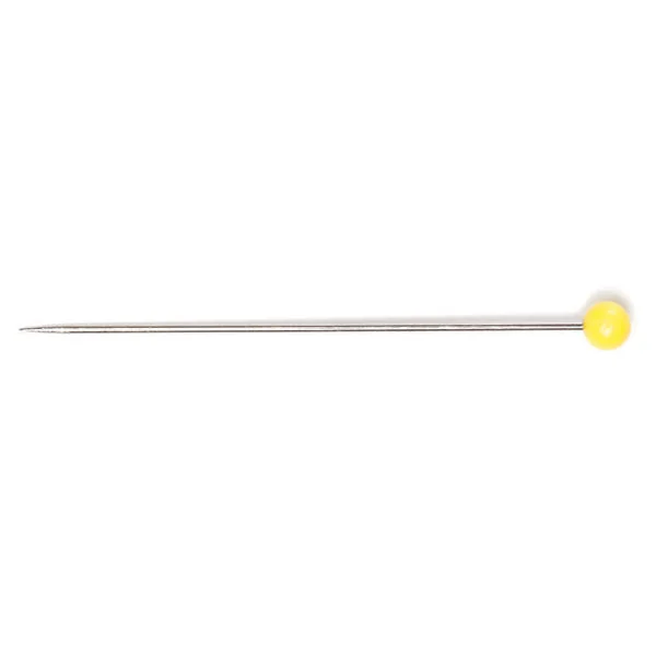 Dressmaking Pins - Glass Coloured Extra long pins Yellow head 0.70mm x 0.45mm: 60 Pieces - Image 2