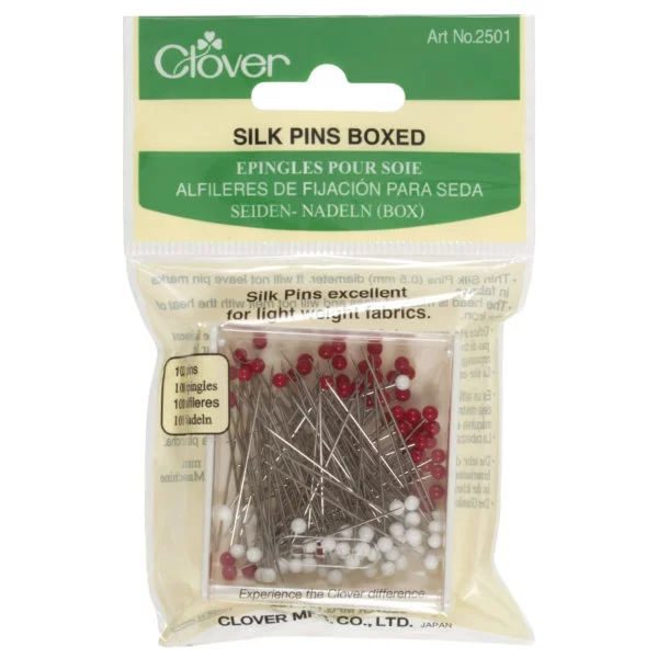 Dressmaking Pins - Glass Coloured Head Super Fine Silk Straight Pins by Clover