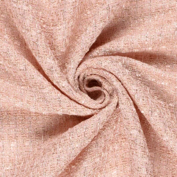 Jacquard Lurex Chenille Boucle Check in Chalk Rose - Image 2