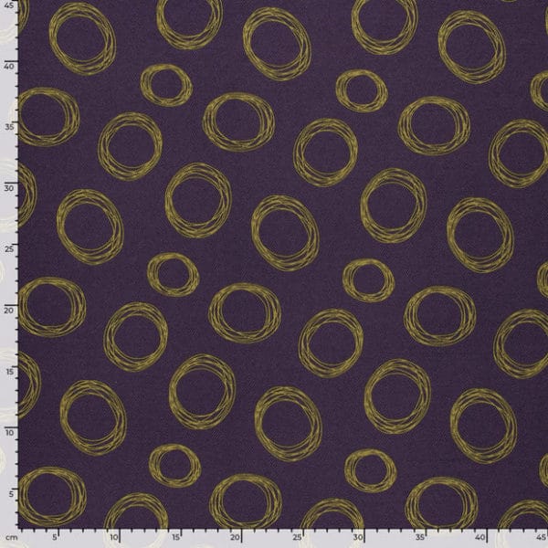 Viscose Nylon Matte Twill Stretch Jersey in Grape Circles - Image 3