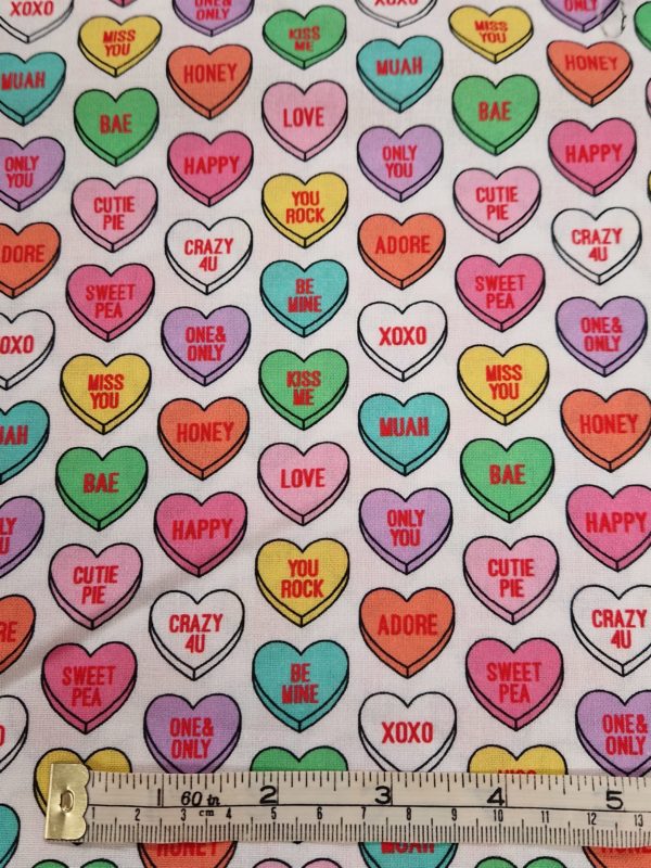 Valentines 100% Cotton- 'Love Hearts' sold per 1/2 mt