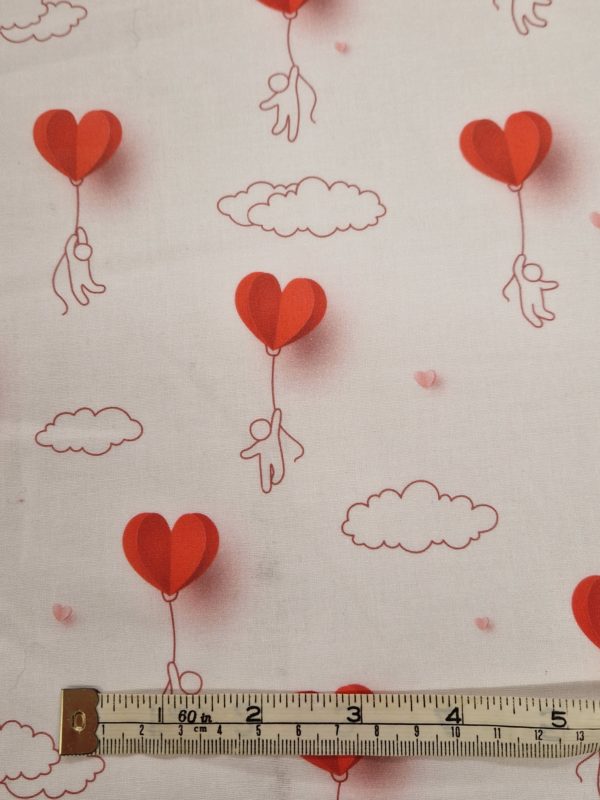 Valentines 100% Cotton- 'Love is in the Air' sold per 1/2 mt