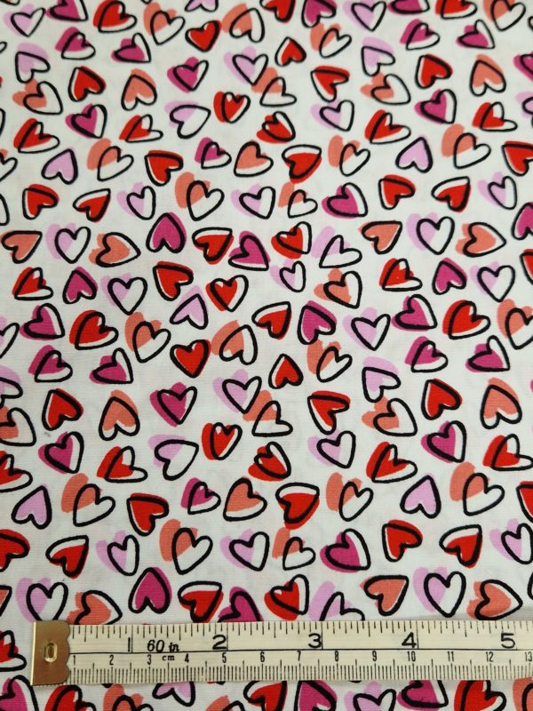 Valentines 100% Cotton- 'Multi Hearts' sold per 1/2 mt