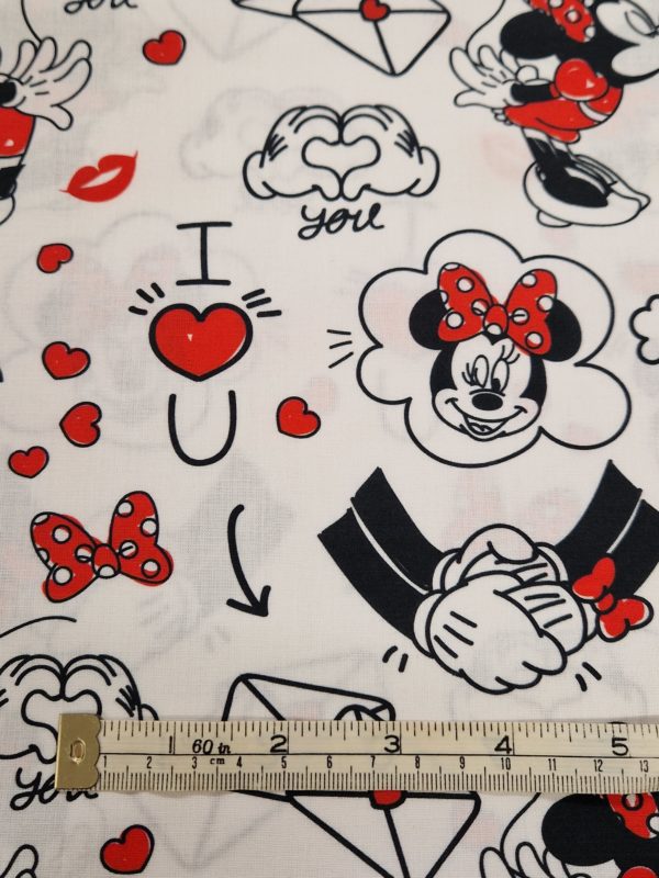 100% Cotton Fabric by Disney 'Mini Mouse Love Letters'