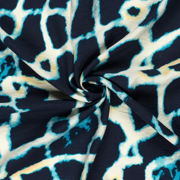 Animal Azul Viscose Twill Fabric