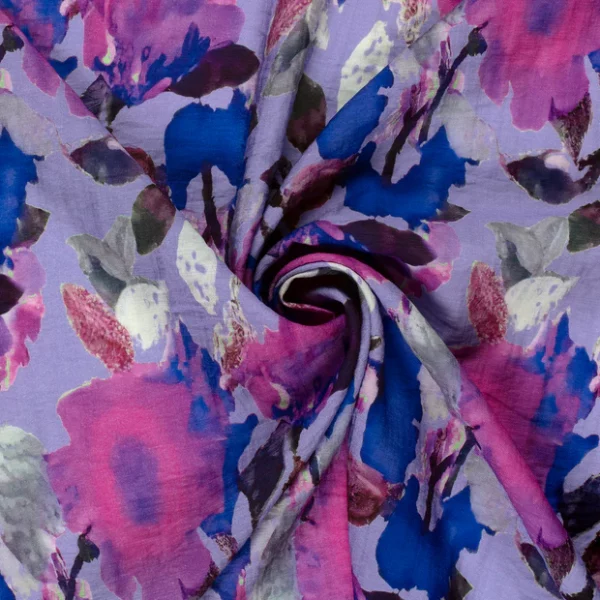 Viscose Nylon Twill Floral in Mauves