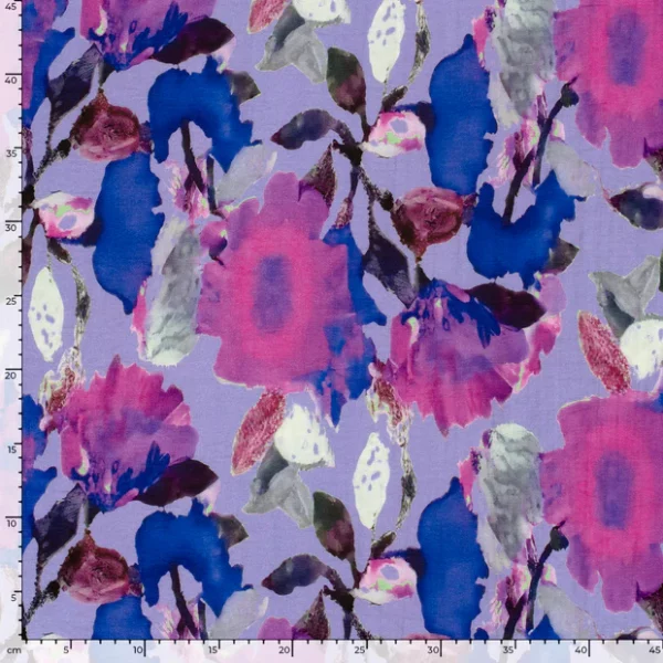 Viscose Nylon Twill Floral in Mauves - Image 4