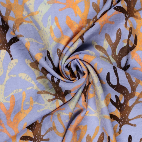 Underwater Seaweed Floral Viscose Nylon Twill Fabric