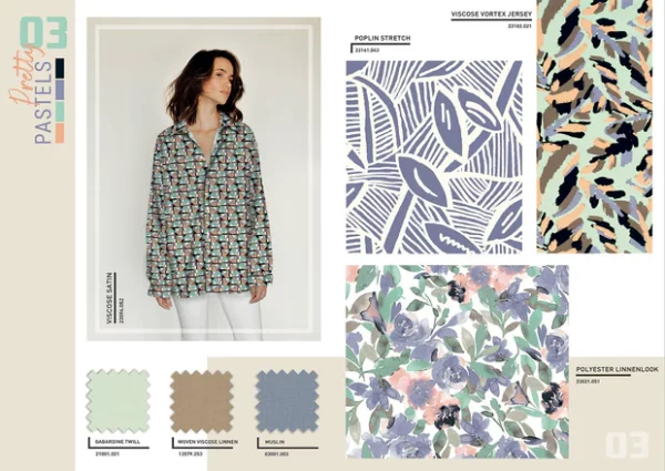 'Pretty Pastels' Abstract Shirting in Eau de Nil - Image 3