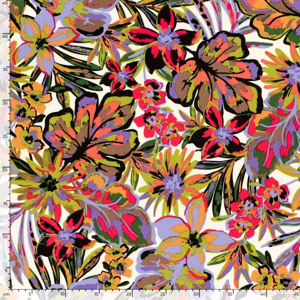 'Blooming Fuschia' Viscose Satin Venetian Floral - Image 5