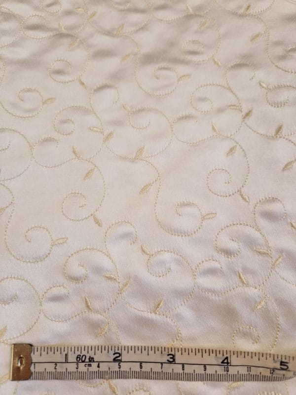 Embroidered Duchess Satin In Ivory swirl - last 2mt piece - Image 2