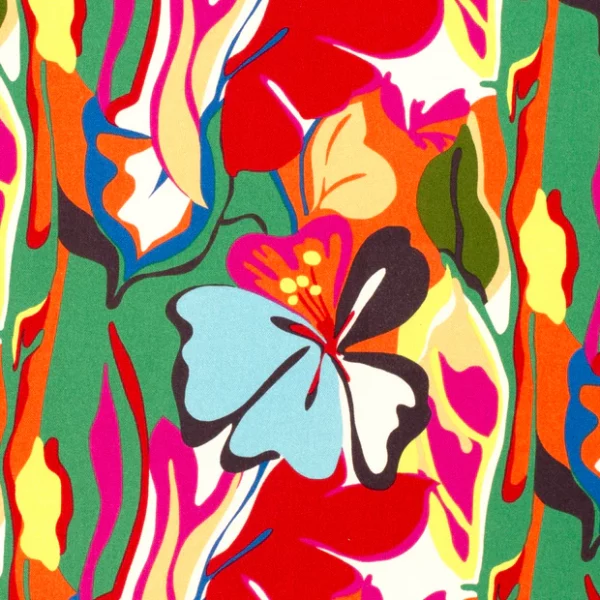 Vibrant Floral Abstract Viscose Twill