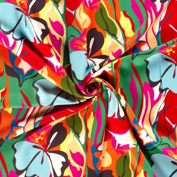 Vibrant Floral Abstract Viscose Twill - Image 2