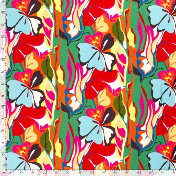 Vibrant Floral Abstract Viscose Twill - Image 3