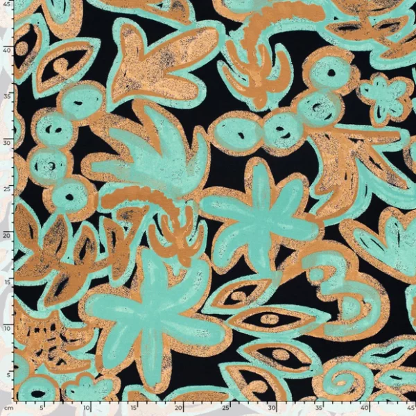 Stretch Viscose Jersey in Aqua Abstract Floral - Pre Order - Image 5