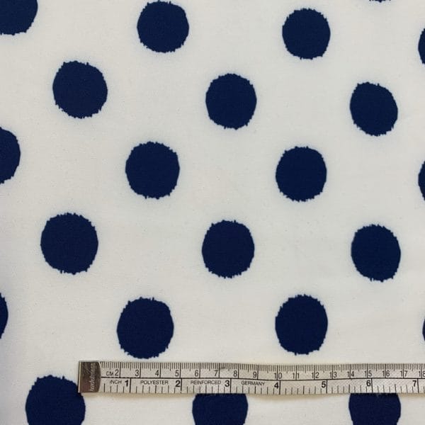 Polyester Marocaine Faille Panama in Navy Polka Spot - Image 3