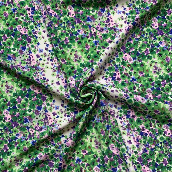 Crepe De Chine Floral Striped Print - Image 2